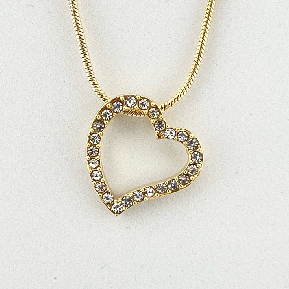 Swarovski Crystal Open Heart Gold Necklace - Picture 5 of 8